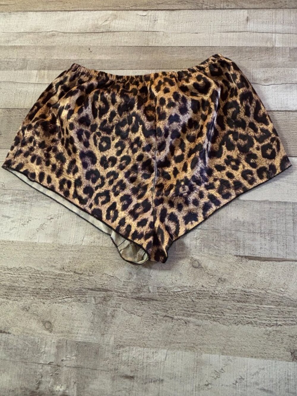 Leopard Print Satin Sleep Shorts – Size S